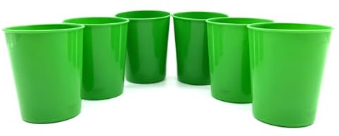 6 Stück Becher 250 ml im Set, Trinkbecher Partybecher Plastikbecher, Mehrweggeschirr, Farbe grün