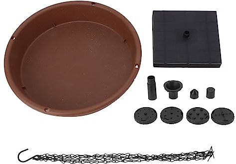 ZephyVita Fontana da bagno per uccelli ad energia solare sospesa rotonda per uccelli pompa ciotola 6 ugelli fai da te set da giardino all'aperto cortile parchi