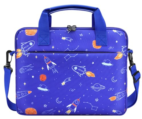 Dadanism Bolsa de Tableta para Niños, Funda Portátil con Asa y Correa para Tablet 12.5 Inch para Fire HD 10 Kids/Fire HD 10 Kids Pro 13th/11th Gen 2023/2021, Espacio Azul