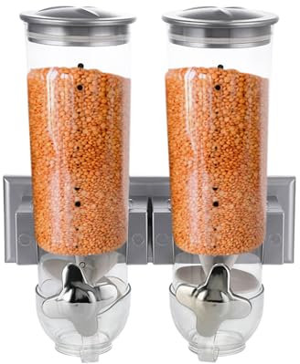 Contenitore per cereali - Cestino per alimenti | dispenser di cereali secchi contenitore a parete per conservare alimenti, snack dispensa, con 3 tazze da cucina.
