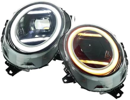 Fari Anteriori Per Mini Per Cooper F55 F56 2014-2021 Auto Faro Anteriore Fari A LED DRL Indicatori Di Direzione Proiettore Testa Lampade Di Montaggio Proiettore Fanale Anteriore(2pc White amber)