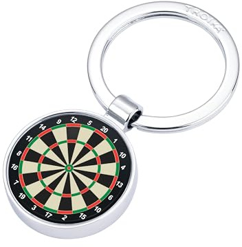 TROIKA Nyckelring DARTS nyckelring dart gjuten metall förkromad flerfärgad silverfärgad som present till dart fans original