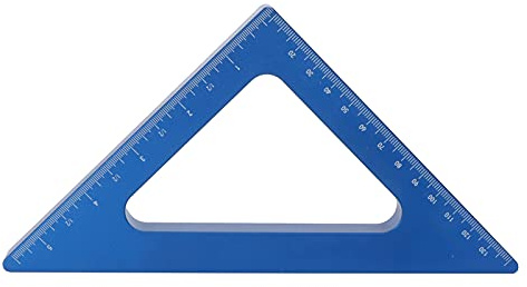 Triangellinjal 90 graders aluminiumlegering fyrkantig träslöjd Mätverktyg Mätare Blå 15 mm tjock tum metrisk skala för träbearbetning och dekoration
