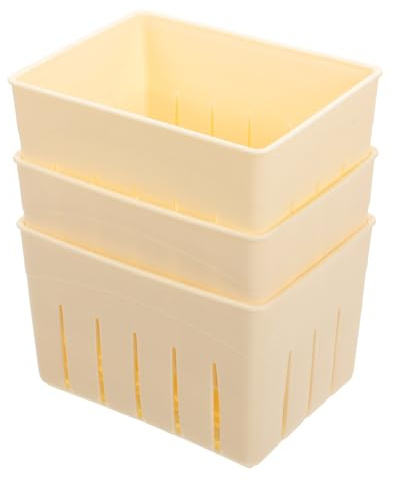 ASAKKURA Molde para Hacer Queso Fresco y Tofu de Plástico con Tapa, 3 Juegos, Interior Liso, Fácil de Retirar, Adecuado para Cocina Casera