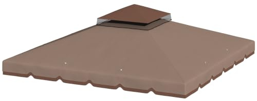 Outsunny Reservtak för paviljong 3 x 3 m, vattenavvisande paviljongtak med dubbeltak, vattendräneringshål, ersättningsskydd för trädgårdspaviljong, reservdelar av polyester, khaki