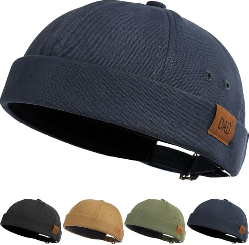 Initlove Mens Brimless Docker Hat Vintage Sailor Hat Skullcap Beanie Cap Dad Dark Grey