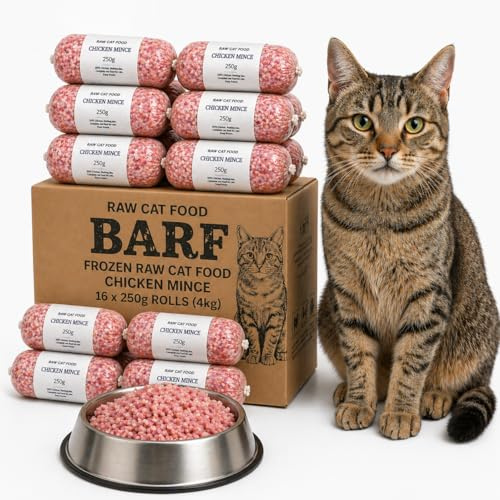 Raw Cat Food Chicken Mince Frozen 4kg (16 x 250g) – Natural High Protein Complete Cat Food, No Additives