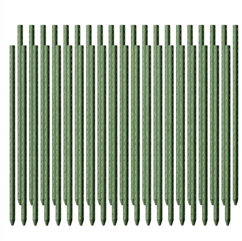Toboli 40st Blompinnar gröna 150cm Ø11mm rostfria växtstöd i stål och plast för tomater, bönor och klängväxter