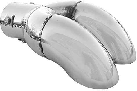 Doppel Auspuffblende Endrohr Auspuff Edelstahl Sport Rund Sportauspuff Universal Chrom Tuning Doppelblende Blende Schalldampfer Rostfrei AutoHobby