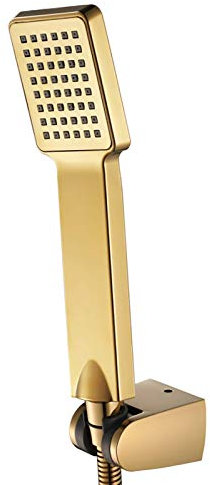 Duschkopf ABS Hochdruck Handbrause Antikalk Brausekopf Wassersparend Duschbrause Set mit ABS Halterung und 1.5M Edelstahl Schlauch, G1/2,Titanium Gold