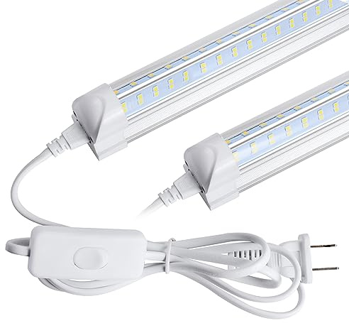 AQIQUUT Led Shop Light 2ft, Led Shop Light,25W 6500K 3200LM Clear Cover,T8 LED Light Fixture,Ceiling and Utility Shop Lights, Linkable Light Fixture for Room, Garage, Workbench, Warehouse(2-Pack)