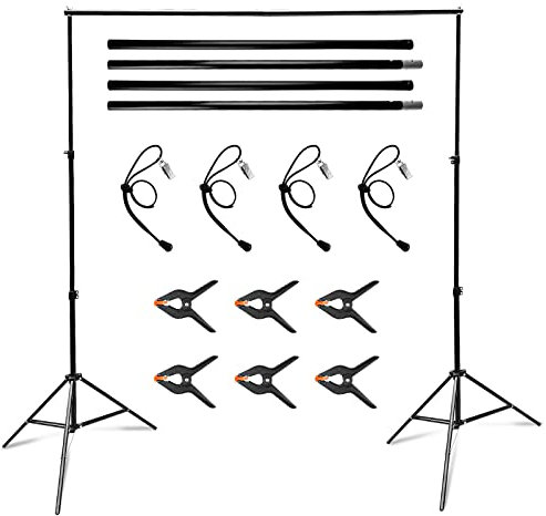 Relota Supporto per Sfondo Fotografico Regolabile 200cm x 300cm, Professional Sistema di Fondale con 10 Morsetti a Molla per Studio Fotografico, Live Streaming, Registrazione Video, Ritratti