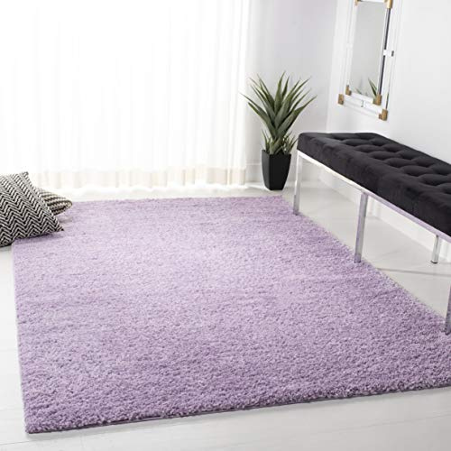 Safavieh Tapis Shag pour Salon, Salle à Manger, Chambre à Coucher - August Shag Collection, Tapis à Poil Court, Lilas, 122 x 122 cm