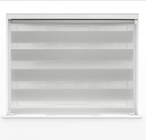 Grey Dual Layer Zebra Day & Night Roller Blinds Light Filtering Material with Metal Brackets & Fittings 180cm Width x 160cm Length