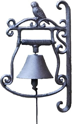 Gusseisen Türglocke, Wand montiert antike Türkling Vintage-Türklingel, schwere dekorative Vogel-Türdekoration, Glocke for Aufhängen, Wandornamente, Garten, Zuhause, Wanddekoration, Retro-Türklingel-De