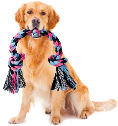 SHARLOVY Dog Rope Toy for Large Dogs, Heavy Duty Chew Toys for Aggressive Chewers, Indestructible Durable Cotton Tug of War Rope Toys for Medium to Large Breed Teeth Cleaning