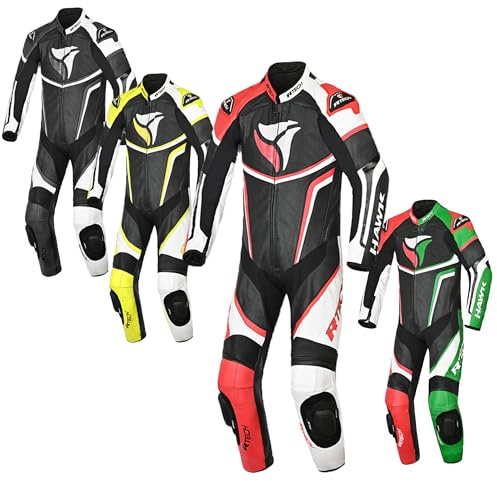 MAXIMO-MOTO Motorbike Leather Suit for Men Motorcycle Protective Clothing Suit 1 PC Suit CE Approved Armored EN: 17092-4-2020 (Black/White/Red, 58/3XL)