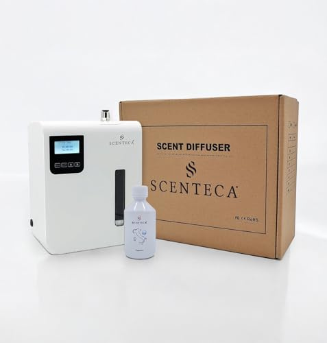 SCENTECA Difusor eléctrico de aceites esenciales Modelo AD-P3, con fragancia de Té Blanco y Flores de Primavera incluida, nebulización en frío, cobertura de hasta 100 m², para casa y oficina (100 ML)