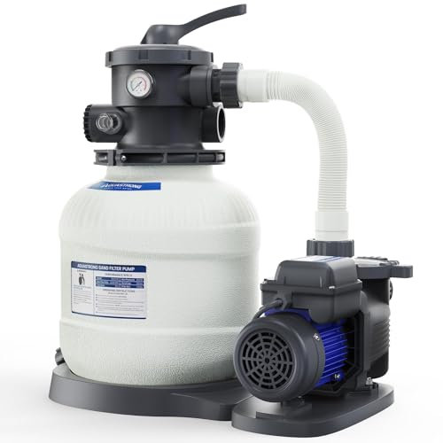 AQUASTRONG Pompa filtrante a sabbia per piscina fuori terra con timer, pompa per piscina da 1/2 HP max 2500 GPH per piscine fino a 9000GAL, filtro a sabbia per piscina da 30,5 cm con valvola a 6 vie