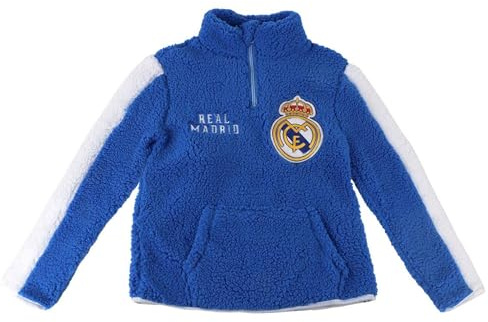 CERDÁ LIFE'S LITTLE MOMENTS Jersey Sherpa Fleece Real Madrid Niños – Sudadera Oficial de Estar en Casa, Diseño Exclusivo con Escudo Suéter,8 años