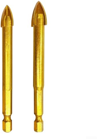 2 punte per trapano a croce per piastrelle e vetro, 681012 mm, in carburo cementato con 14 gambo esagonale, progettate per applicazioni difficili (10 mm e 12 mm)