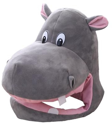 Sombrero de hipopótamo de dibujos animados para niños - gorro animal suave ajustable, disfraz tocado hipopótamo, accesorio para cosplay de animales divertidos | Punto de fiesta transpirable