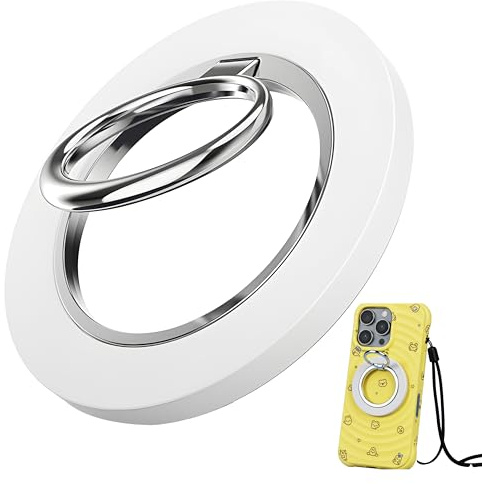 Handy Ring Halterung Magnetisch für MagSafe Ring, 360° Drehung Handys Fingerhalterung, Handyring Zubehör für MagSafe, Smart Halterung für iPhone 17/16/15/14/13 Pro Max, 12/13 Pro Max, Weiß
