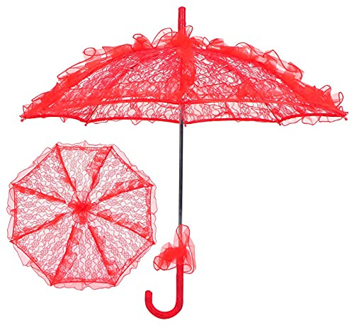 POENVFPO Spetsparaply Unikt Hopfällbart Brudparaply för Bröllopsdekoration Fotografitillbehör Elegant Spetstyg 56,5x56,5cm