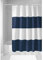 mDesign Duschvorhang mit Streifenmuster - Badzubehör mit perfekten Maßen: 183 cm x 183 cm - langlebige Duschgardine - Farbe: navy blau/weiß