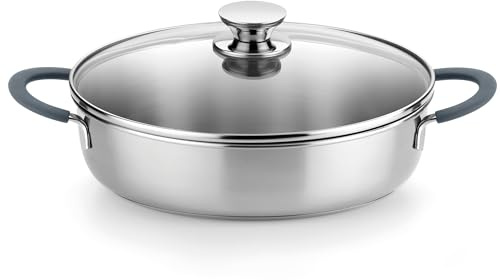 BRA COOKWARE Master Stainless Steel Sauté Pan w/Lid | 10.2 Inches 2.6 Qt