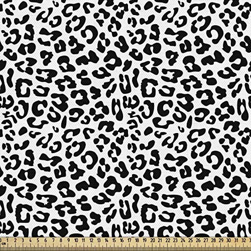 ABAKUHAUS Leopard-Druck Gewebe als Meterware, Schwarz und weiß, Schön Gewebten Stoff für Polster und Wohnaccessoires, 1M (148x100cm), Weiß und Schwarz