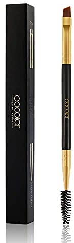 Docolor Eyebrow Brush Duo, Professional Angled Eye Brow Brush and Spoolie Brushes Perfect for Lining and Shaping Brows, Spoolie for Brows or Lashes Black