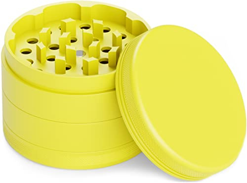 Keramik Grinder Crusher Haftfrei | 4-teilig | Nano Keramik beschichtete Kräutermühle | Ø 63 mm | inkl. Tragetasche, Pollenschaber, Pinsel und Mundstück