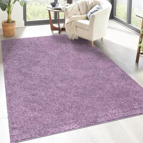 carpet city Alfombra Shaggy de pelo alto, 60 x 110 cm, lila, de pelo largo, monocolor, moderna, mullida, suave, decoración para dormitorio