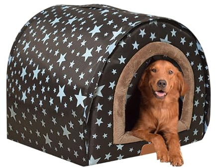 Cálida caseta para perros para el invierno | Acogedora cama para cachorros - Puerta de tela desmontable y flexible, casa de invierno para mascotas para clima frío, lavable