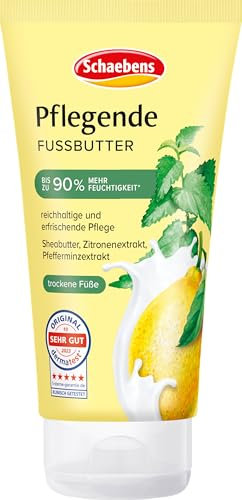 Schaebens Pflegende Fußbutter für trockene Füße mit Sheabutter, Zitronenextrakt und Pfefferminzextrakt. Intensive Feuchtigkeit für schöne Füße - zieht schnell ein - 75 ml