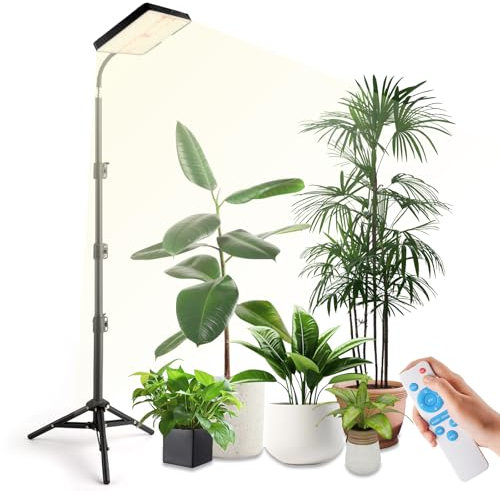 TONYFUL Pflanzenlampe LED Vollspektrum mit Ständer, Pflanzenlicht für Zimmerpflanzen, Höhenverstellbar & 3 Beleuchtungsmodi, Automatischer Ein/Aus-Timer 4/8/12H, Wachstumslampe mit Fernbedienung
