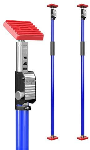 3-H 2X Deckenstütze Teleskopstützen 110-195cm, Einhandstütze Montagestütze Höhenverstellbar Ladungssicherung Stange, Klemmbalken Sicherungsstange Transportsicherung Klemmstange, 45kg belastbar (Blau)