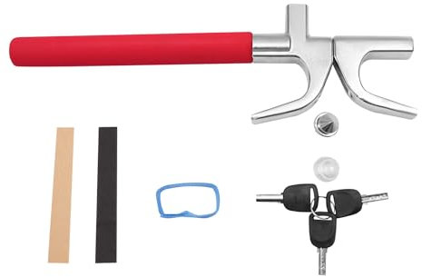 fennnds Lenkradkralle mit einem Nothammer und 3 Schlüssel Hochwertige Parkkralle Radkralle Metall Lenkradschloss für Auto, Wohnwagen, Van, Universelle Lenkradsperre Auto Diebstahlsicherung Auto Rot