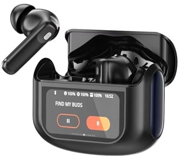 Thunelec Touchscreen Bluetooth Kopfhörer, In Ear Kopfhörer Kabellos Bluetooth 5.4 mit ANC+ENC Noise Cancelling Mic, 48Std Immersiver Tiefer Bass Earbuds mit 5 EQ-Modi, IP7 Wasserdicht Dunkelschwarz