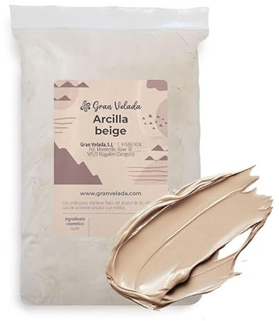 Argilla beige in polvere per maschere facciali e impacchi per il corpo | 100% naturale | ideale per pelli grasse e acneiche | fino a 50 applicazioni.