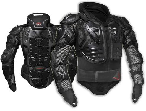 Motocross Armour Motorcycle Protective Jacket Motorbike Body Guard ATV Cycling Spine Protector Racing Clothing Protection Gear Enduro Sports Armour Motor Jacket for MTB Dirt Bike,Black-S