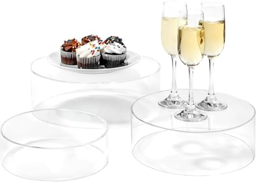 Genérico Elevador Para Tartas,Elevadores Alimentos Transparentes | Juego 3 Repisas Mesada Para Decoración Hogar Pastelería Retail Florería Panadería Eventos