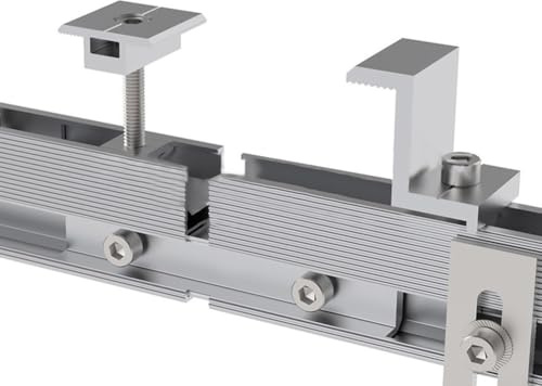 Rail plat en aluminium pour panneau solaire compatible avec système de montage en S, connecteur profilé de 140 mm avec connecteur à vis avec 4 tuiles de toit PV