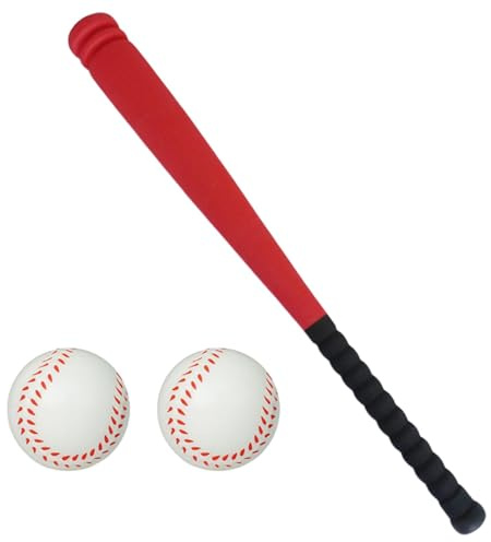 FashionCha 2 Stück Baseball Kinder Spielzeug Baseballschläger Trainingsspiel Schlagballset Aus Eva Material für Kindertraining Familie Geschenk, rot 64cm