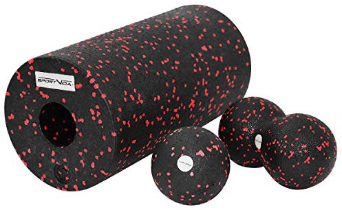 SportVida Faszien Set - Faszienrolle, Duoball und Massageball. Kombi-Set für eine gezielte, tiefenwirksame Massage von Faszien und die muskeldehnung. Rücken, Hüft- oder Schulterschmerzen.