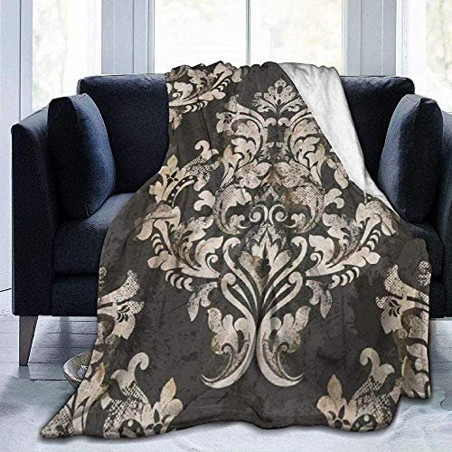 YuLiZP Decke Wohn Kuscheldecken,Werfen Sie Schlafzimmer/Sofa/Wohnzimmer Couch Warm Travel Super Fluffy Solid Bed Bettdecke Für Kinder Erwachsene Die Ganze Saison Damast Old Pattern Barock 50x40 inch