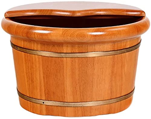 Foot Tub Wooden Foot Basin Solid Wood Foot Bath Barrel, Household high-deep Barrel Wood Over The Calf, Solid Wood Footbath Small Wooden Barrel foot Bath Wooden Bucket Foot Spa Household Wash Ba