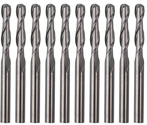 CBRIGHT 10pcs Ball Nose End Mills Cutter Spiral Milling Cutting CNC Router Bits 1/8 3.175mm Shank,3mm Edge Engraving Cutter Tool Including CNC Router Bits (10PCS Ball Head)