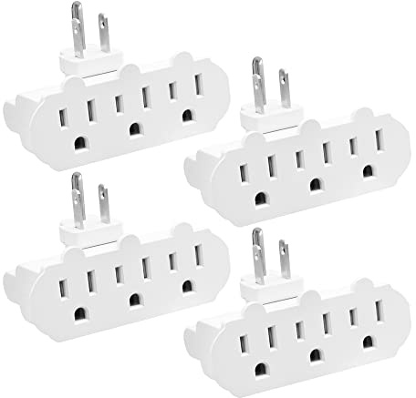 Maxxima 3-Outlet Swivel Grounded 180 Degree Wall Plug Adapter - Wall Tap for Extra Space, Adjustable 3 Way Outlet Extender Turns 1 Outlet into 3, ETL Listed for Home and Office Use
